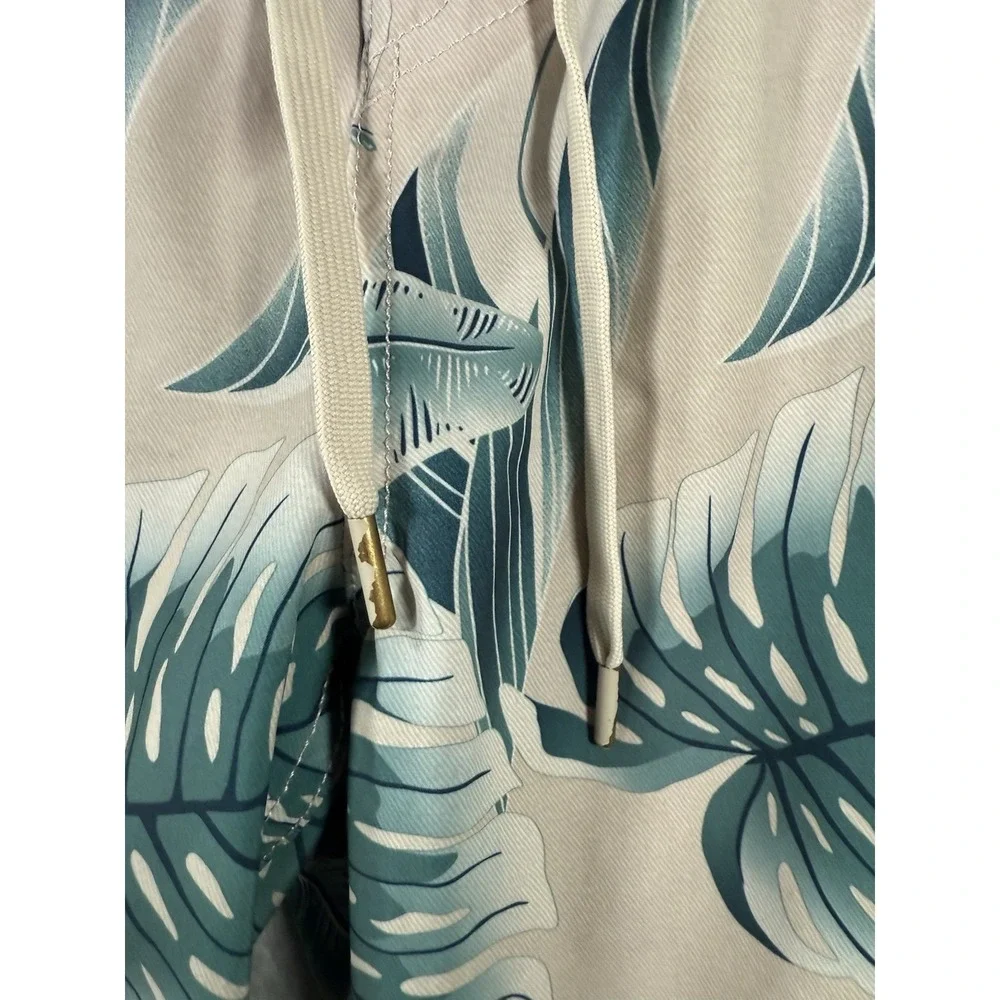 Hurley Board Shorts Mens 2XL Beige Green Floral‎ Lined Swimwear